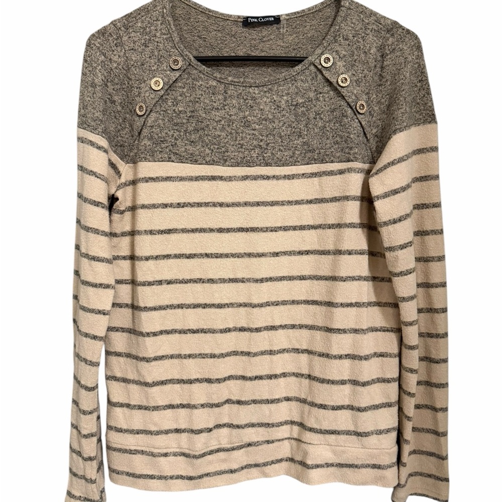 Pink Clover Heathered Stripe Knit Top